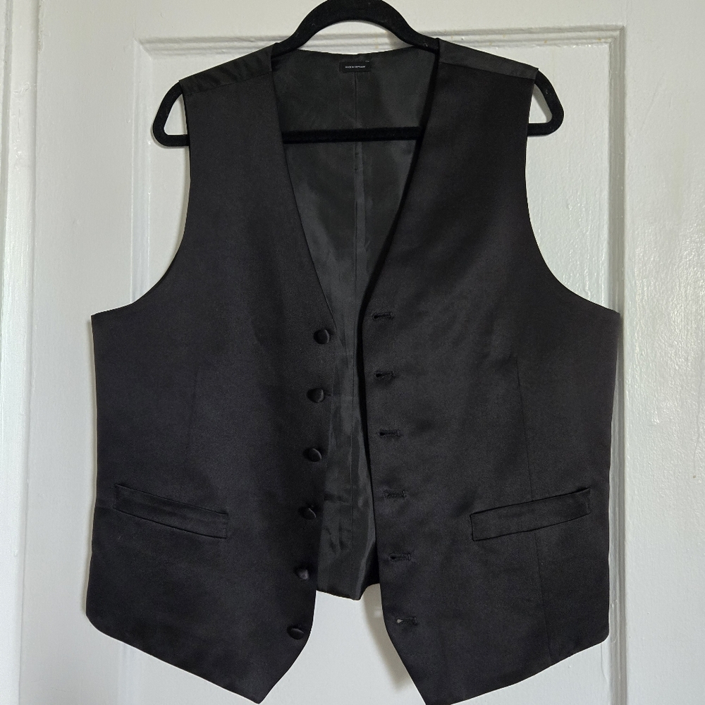 Black Mens Suit Vest Tuxedo Tie